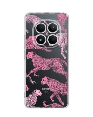 Etui do Xiaomi Redmi Note 15 4G przeźroczyste, silikonowe Flexi, Mystic, Różowe pumy