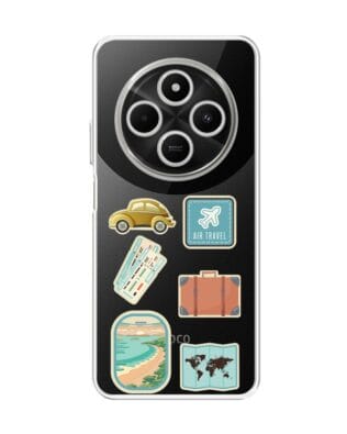 Etui do Xiaomi POCO C75 przeźroczyste, silikonowe Flexi, pocztowe znaczki