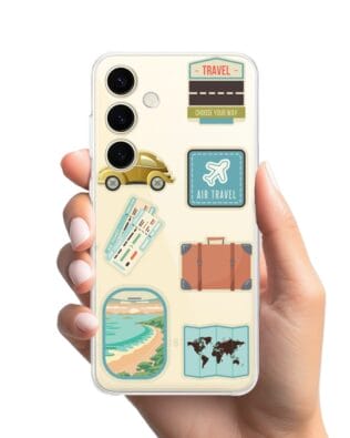 Etui do Samsung Galaxy S24 przeźroczyste, silikonowe Flexi, pocztowe znaczki