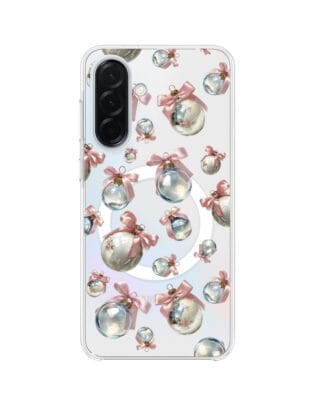 Etui do Samsung Galaxy A37 z MagSafe przeźroczyste, silikonowe Flexi, Przytulne święta, Pastelowe bombki