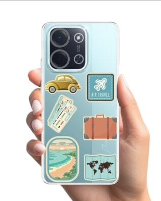 Etui do Xiaomi POCO C85 przeźroczyste, silikonowe Flexi, pocztowe znaczki