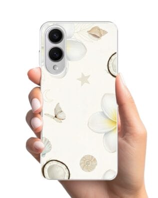 Etui do Samsung Galaxy S25 Edge z MagSafe przeźroczyste, silikonowe Flexi, Summer Patterns, hawajskie kokosy