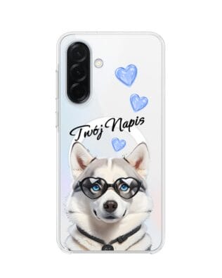 Etui do Samsung Galaxy A37 z MagSafe przeźroczyste, silikonowe Flexi, Puppy Love, pies rasy Husky