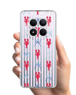 Etui do Xiaomi Redmi Note 15 Pro 5G przeźroczyste, silikonowe Flexi, Summer Patterns, krab i kokardki