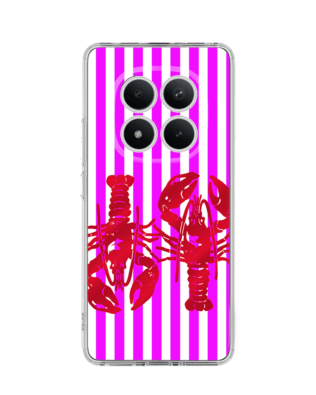 Etui do Xiaomi Redmi Note 15 Pro Plus 5G przeźroczyste, silikonowe Flexi, Summer Patterns, kraby z różowymi paskami