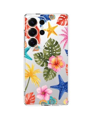Etui do Samsung Galaxy S25 Ultra przeźroczyste, silikonowe Flexi, Summer Patterns, tropikalny wzór