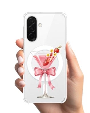 Etui do Samsung Galaxy A26 5G z MagSafe przeźroczyste, silikonowe Flexi, Paradise, Strawberry Martini