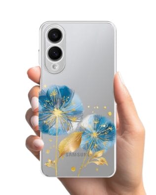 Etui do Samsung Galaxy S25 Edge przeźroczyste, silikonowe Flexi, Kwiaty, niebieskie dmuchawce