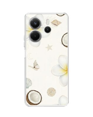 Etui do Xiaomi Redmi Note 14 4G przeźroczyste, silikonowe Flexi, Summer Patterns, hawajskie kokosy