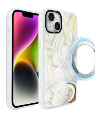 Etui do iPhone 14 Plus IBIZU DropGuard Matt z MagSafe, Modern Classics, Biała lilia
