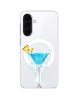 Etui do Samsung Galaxy A37 z MagSafe przeźroczyste, silikonowe Flexi, Paradise, Blue Hawaii