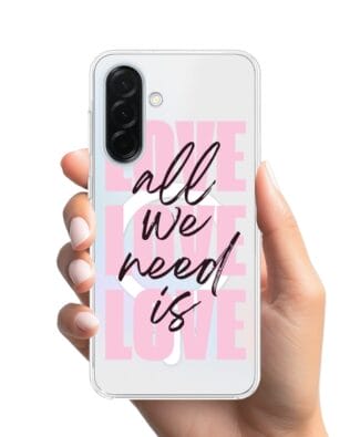 Etui do Samsung Galaxy A37 z MagSafe przeźroczyste, silikonowe Flexi, Positive Vibes, All We Need Is Love