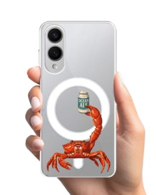 Etui do Samsung Galaxy S25 Edge z MagSafe przeźroczyste, silikonowe Flexi, Paradise, krab z piwem