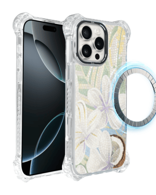 Etui do iPhone 16 Pro IBIZU DropGuard Ultra z MagSafe, Modern Classics, Biała lilia