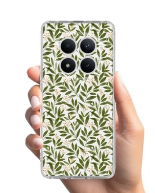 Etui do Xiaomi Redmi Note 15 Pro Plus 5G przeźroczyste, silikonowe Flexi, Summer Patterns, zielone gałązki