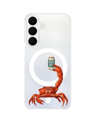 Etui do Samsung Galaxy S25 FE z MagSafe przeźroczyste, silikonowe Flexi, Paradise, krab z piwem