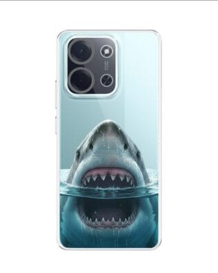 Etui do Xiaomi POCO C85 przeźroczyste, silikonowe Flexi, Paradise, żarłacz biały