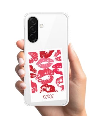 Etui do Samsung Galaxy A26 5G z MagSafe przeźroczyste, silikonowe Flexi, pocałunki, polaroid