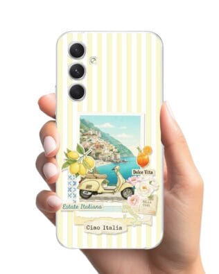 Etui do Samsung Galaxy A54 5G przeźroczyste, silikonowe Flexi, Italian Summer, Ciao Italia