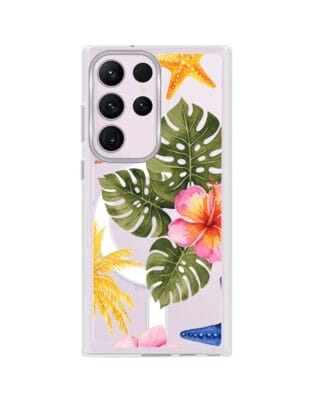 Etui do Samsung Galaxy S23 Ultra z MagSafe przeźroczyste, silikonowe Flexi, Summer Patterns, tropikalny wzór