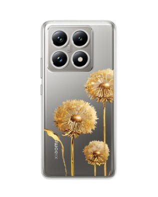 Etui do Xiaomi 14T Pro przeźroczyste, silikonowe Flexi, Kwiaty, złote dmuchawce
