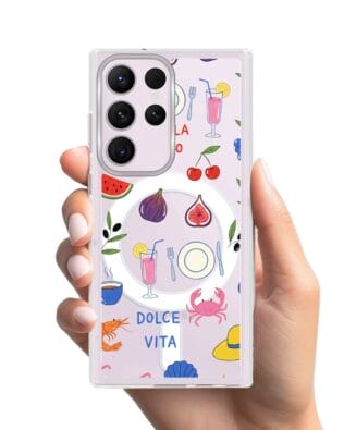 Etui do Samsung Galaxy S23 Ultra z MagSafe przeźroczyste, silikonowe Flexi, Italian Summer, kolorowe wakacje