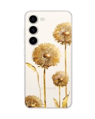 Etui do Samsung Galaxy S23 FE 5G przeźroczyste, silikonowe Flexi, Kwiaty, złote dmuchawce