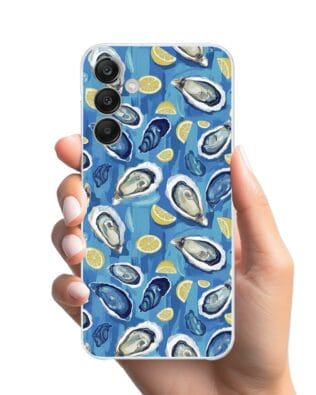 Etui do Samsung Galaxy M35 5G przeźroczyste, silikonowe Flexi, Summer Patterns, ostrygi z cytrynką