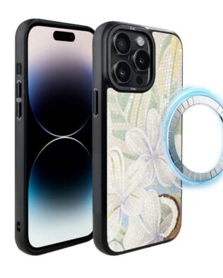 Etui do iPhone 14 Pro IBIZU DropGuard Matt z MagSafe, Modern Classics, Biała lilia
