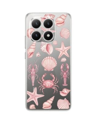 Etui do Xiaomi 15T przeźroczyste, silikonowe Flexi, Summer Patterns, krewetkowy róż