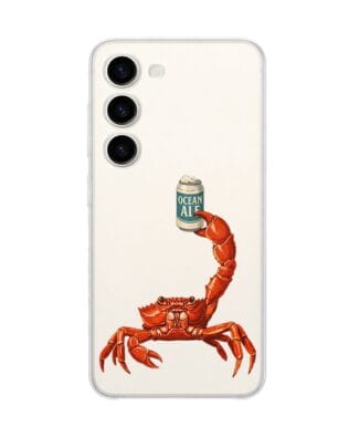 Etui do Samsung Galaxy S23 przeźroczyste, silikonowe Flexi, Paradise, krab z piwem