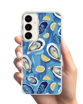 Etui do Samsung Galaxy S23 FE 5G z MagSafe przeźroczyste, silikonowe Flexi, Summer Patterns, ostrygi z cytrynką