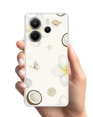 Etui do Xiaomi Redmi Note 14 5G przeźroczyste, silikonowe Flexi, Summer Patterns, hawajskie kokosy