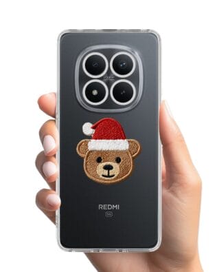 Etui do Xiaomi Redmi Note 15 Pro 5G przeźroczyste, silikonowe Flexi, Przytulne święta, Miś mikołajek