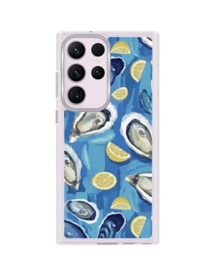 Etui do Samsung Galaxy S23 Ultra z MagSafe przeźroczyste, silikonowe Flexi, Summer Patterns, ostrygi z cytrynką