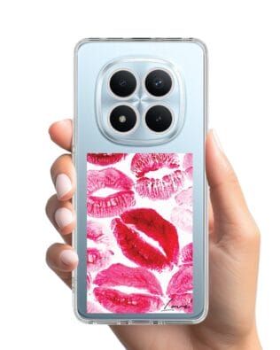 Etui do Xiaomi Redmi Note 15 4G przeźroczyste, silikonowe Flexi, pocałunki z napisem „love”