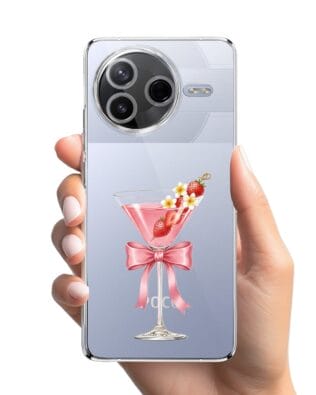 Etui do Xiaomi POCO F7 Pro przeźroczyste, silikonowe Flexi, Paradise, Strawberry Martini