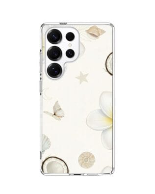 Etui do Samsung Galaxy S25 Ultra z MagSafe przeźroczyste, silikonowe Flexi, Summer Patterns, hawajskie kokosy