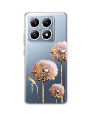 Etui do Xiaomi 14T przeźroczyste, silikonowe Flexi, Kwiaty, fioletowe dmuchawce