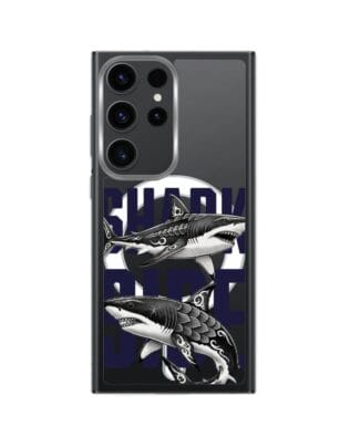 Etui do Samsung Galaxy S23 Ultra z MagSafe przeźroczyste, silikonowe Flexi, Summer Patterns, Shark side
