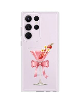 Etui do Samsung Galaxy S23 Ultra przeźroczyste, silikonowe Flexi, Paradise, Strawberry Martini
