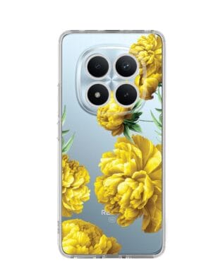 Etui do Xiaomi Redmi Note 15 Pro 4G przeźroczyste, silikonowe Flexi, żółte piwonie