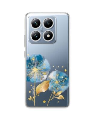 Etui do Xiaomi 14T przeźroczyste, silikonowe Flexi, Kwiaty, niebieskie dmuchawce