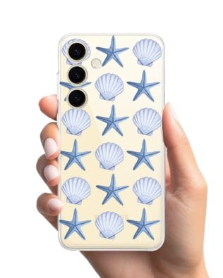 Etui do Samsung Galaxy S24 Plus przeźroczyste, silikonowe Flexi, Summer Patterns, niebieskie rozgwiazdy