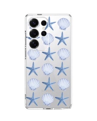 Etui do Samsung Galaxy S25 Ultra przeźroczyste, silikonowe Flexi, Summer Patterns, niebieskie rozgwiazdy