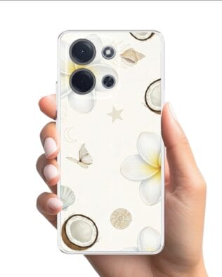 Etui do Xiaomi POCO C85 przeźroczyste, silikonowe Flexi, Summer Patterns, hawajskie kokosy