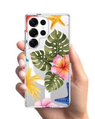 Etui do Samsung Galaxy S25 Ultra z MagSafe przeźroczyste, silikonowe Flexi, Summer Patterns, tropikalny wzór