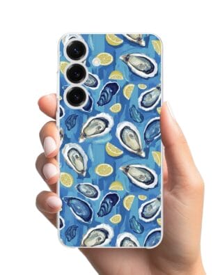 Etui do Samsung Galaxy S25 przeźroczyste, silikonowe Flexi, Summer Patterns, ostrygi z cytrynką