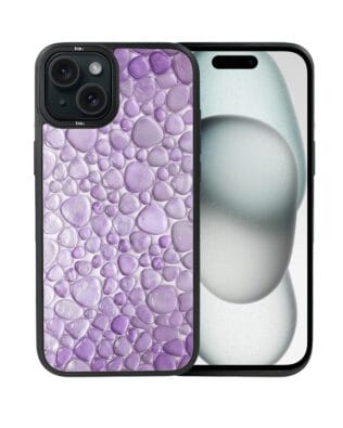 Etui do iPhone 15 IBIZU DropGuard Matt z MagSafe, Aqua Glass, ametystowe krople