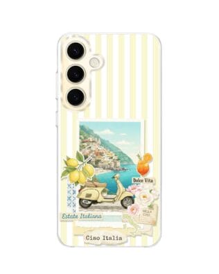 Etui do Samsung Galaxy S24 z MagSafe przeźroczyste, silikonowe Flexi, Italian Summer, Ciao Italia